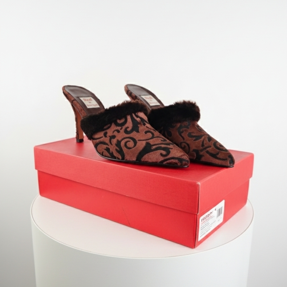 Ramon Tenza Black and Brown Patterned Mules